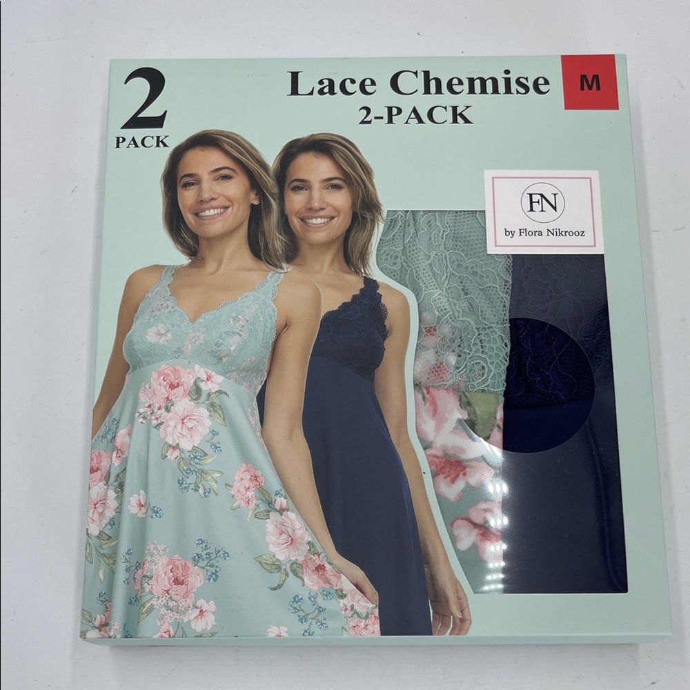 Flora Nikrooz Lace Chemise Set - Navy and Floral